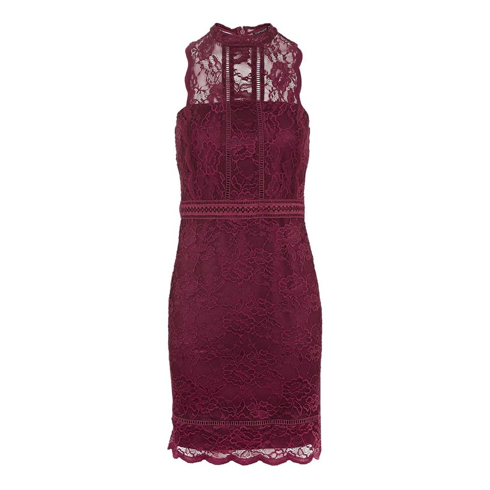 Burgundy Lace Bodycon Dress from Topshop