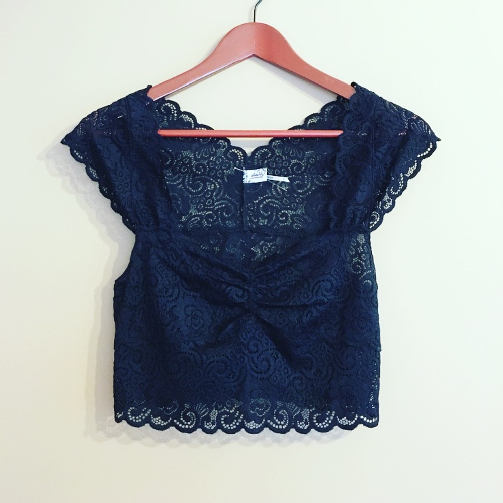 FP Black Lace Bralette Top - Picture 1 of 6