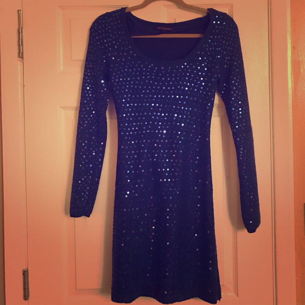 Betsey Johnson Blue Sequin Sweater Dress - Size M