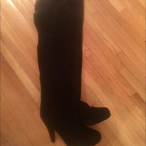 Thigh high suede boots