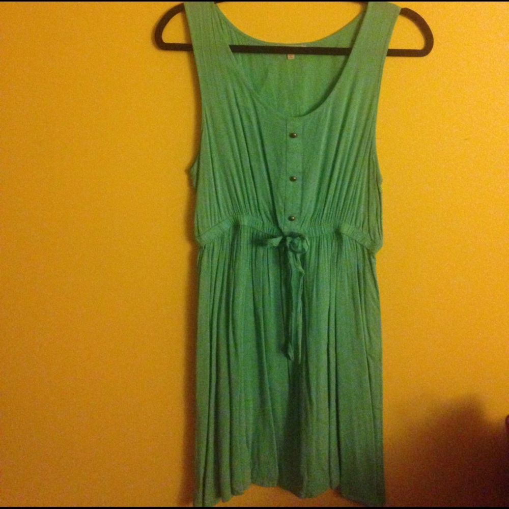 Light teal cinched summer dress
