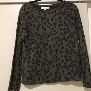 Loft green leopard print sweater