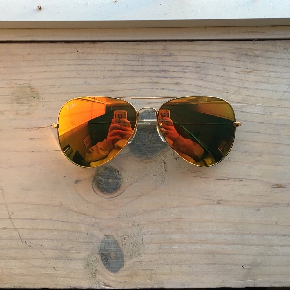 Yellow orange ray ban aviators large