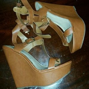 Brown Strappy Wedges