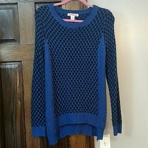 Blue and black checkered sweater