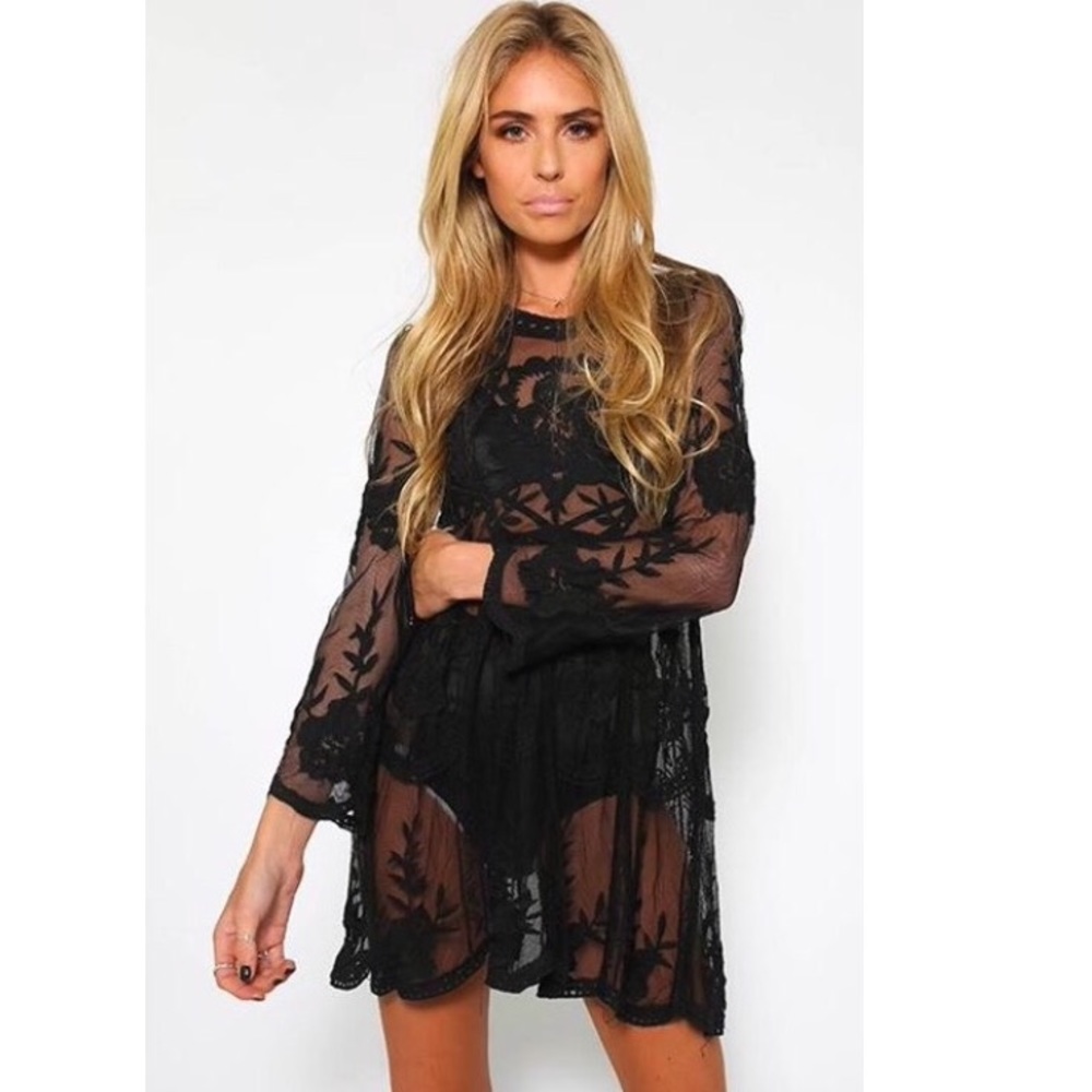 NWT black lace dress mesh