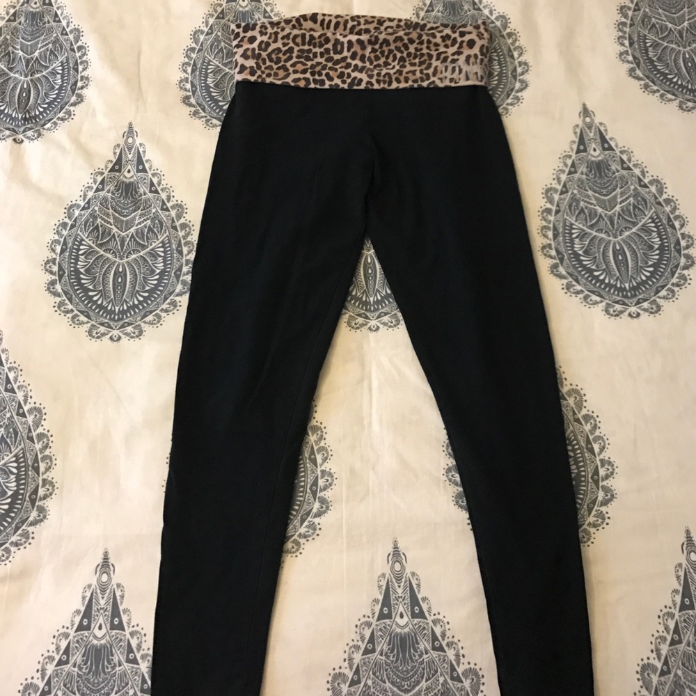 VS PINK CHEETAH FOLD-OVER LEGGINGS