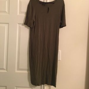 Olive green ribbed dress