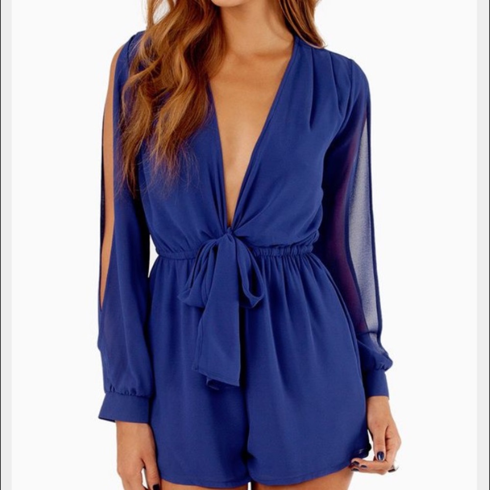 Blue Tie Romper
