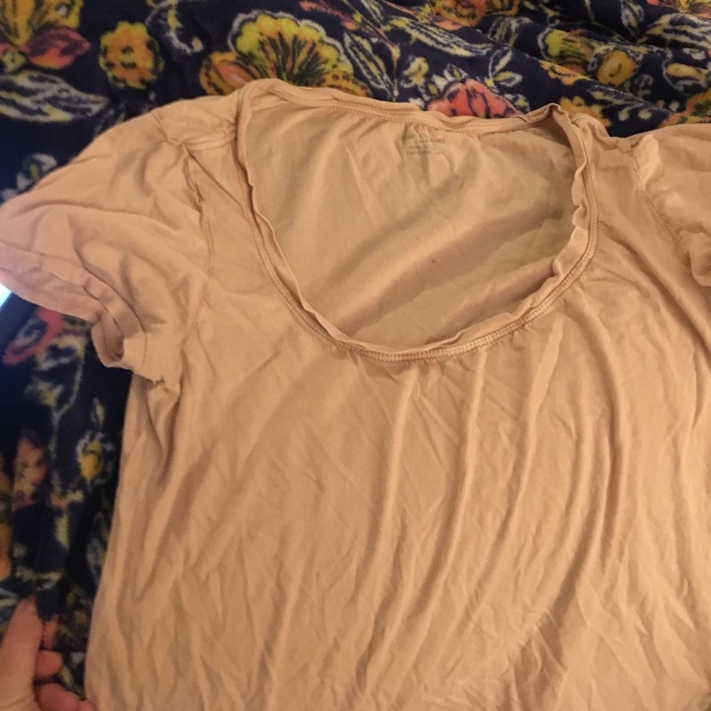 Pastel peach pink scoop neck T UO