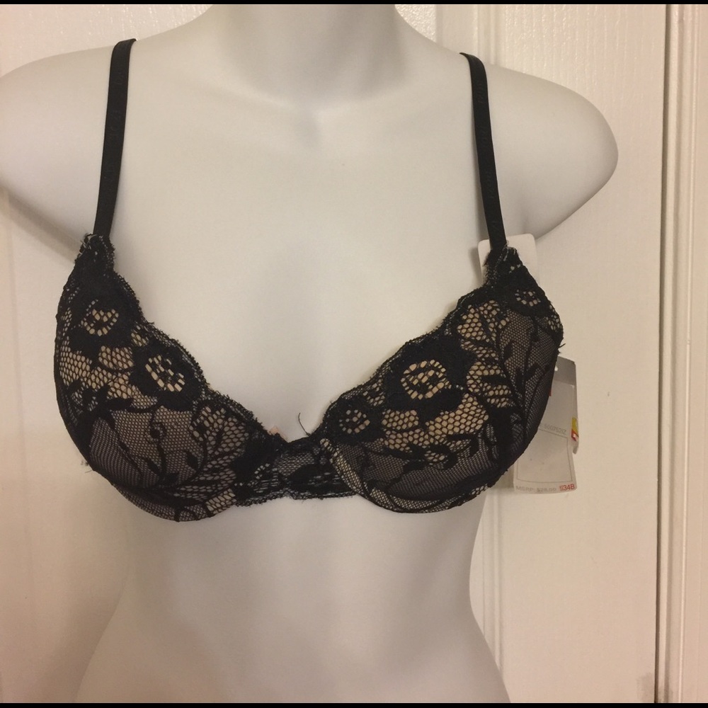 Black lace Izod padded underwire push up bra