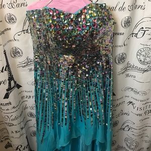 Blue sequin prom dress