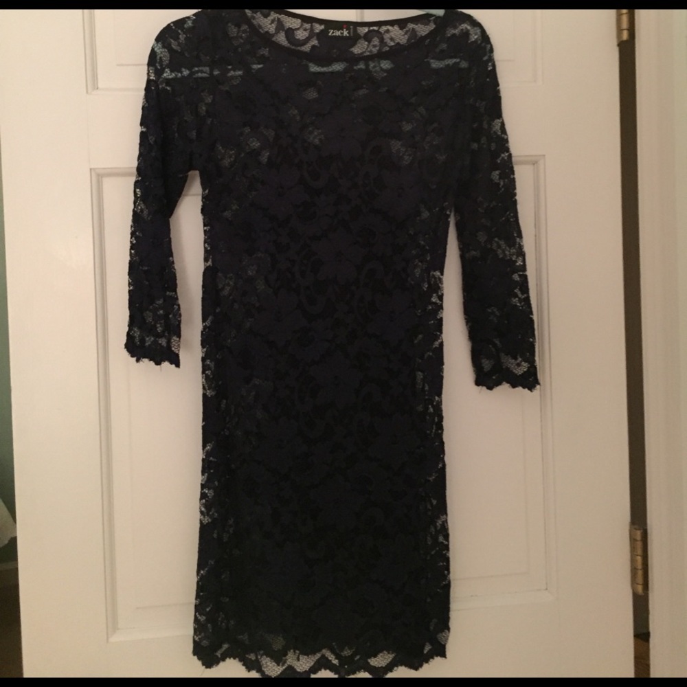 Stretch navy lace dress