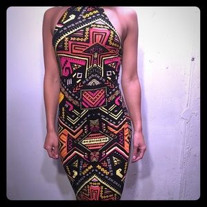 Long Colorful Tribal Pattern Coachella Dress