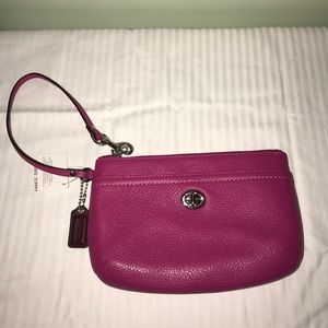 NWT Coach Pink Pebble Leather Wristlet