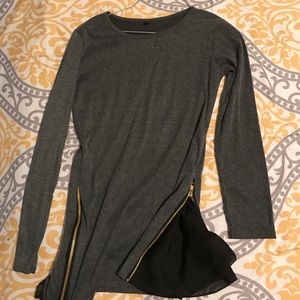 Gray Sweater long sleeve with zip detail