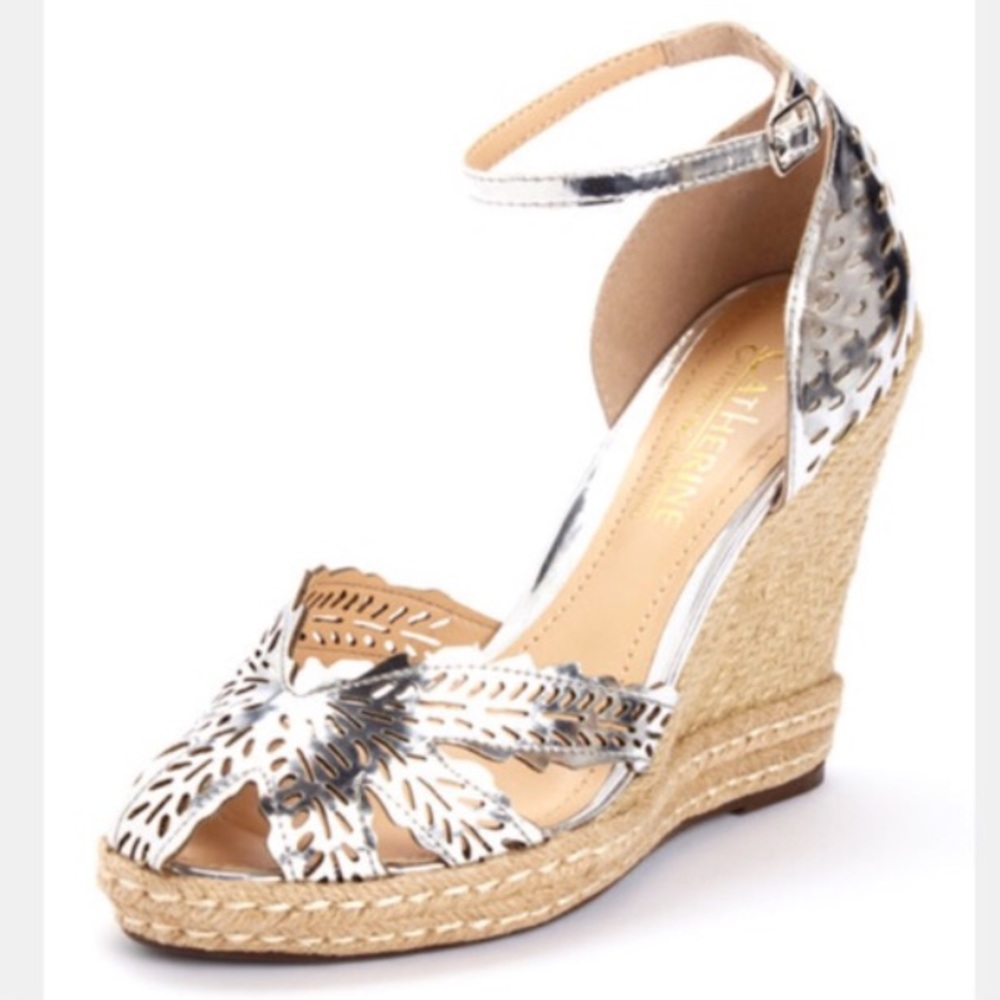Catherine Malandrino Metallic Wedges/Espadrilles