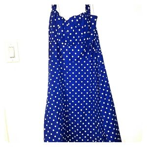 XL dodger blue poka dot halter tie dress