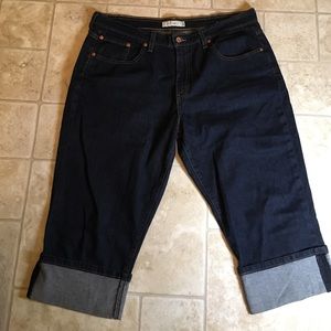 Levi's 515 Cuffed Dark Wash Capris Cropped Jeans