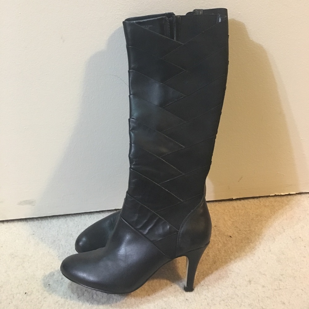 Sexy two texture under the knee boots