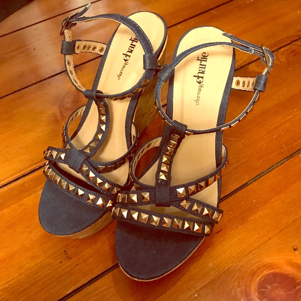 {Charming Charlie} Denim Wedges