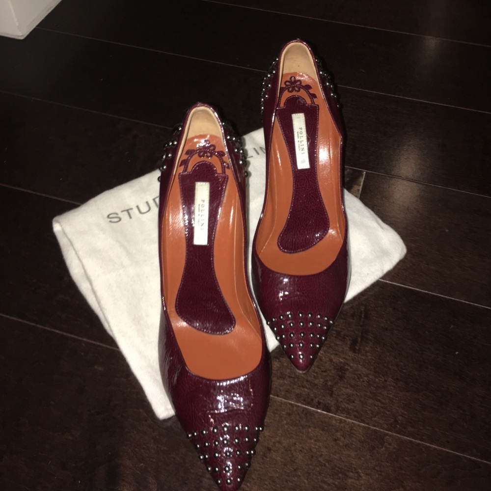 SALE! Patent Heels w Silver Studs by POLLINI, 39.