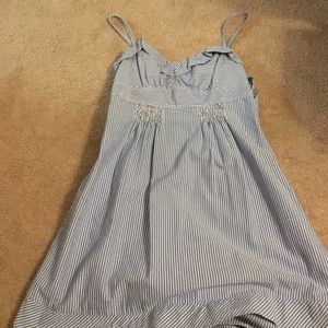 Blue and white seersucker-type material dress