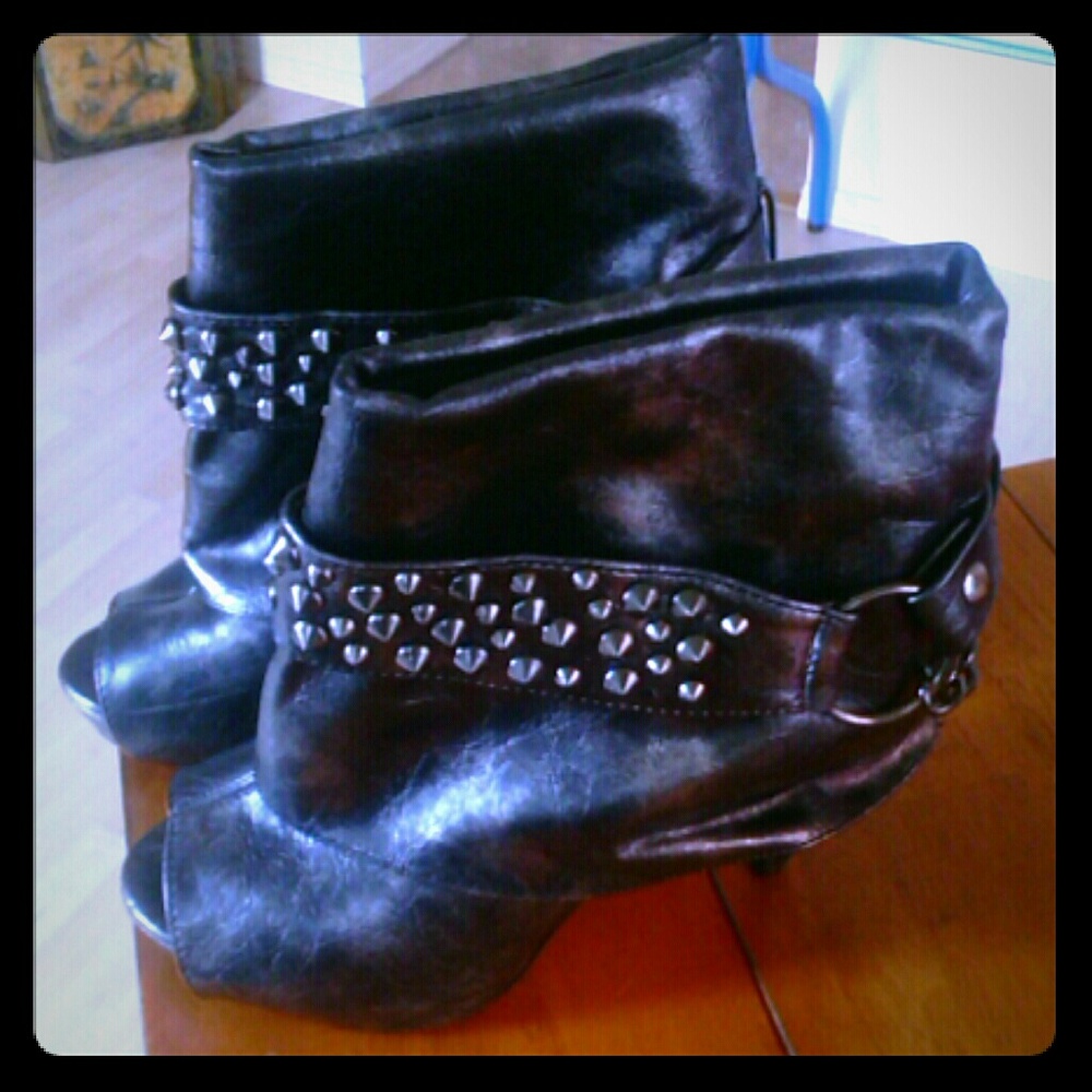 Studded Ankle Booties with Chain