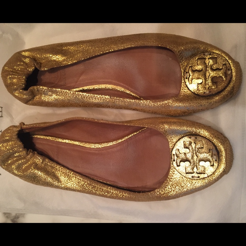 Gold Tory Burch Espadrille Flats