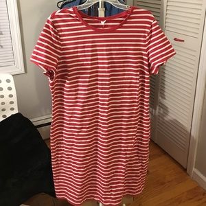 Red + White Striped Dress