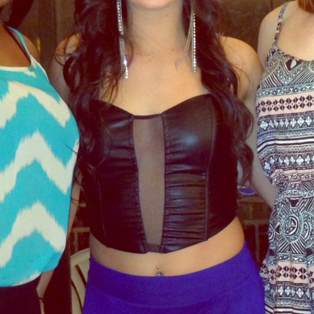 Faux leather crop top. Worn once as pictured