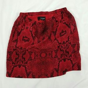 The Kooples Silk Mini skirt red black Phyton sZ L