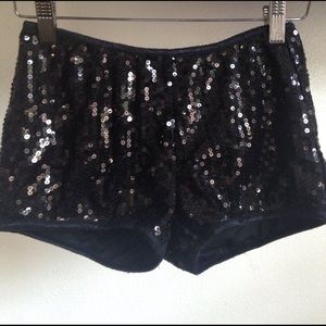 |Sequins| Black Shorts