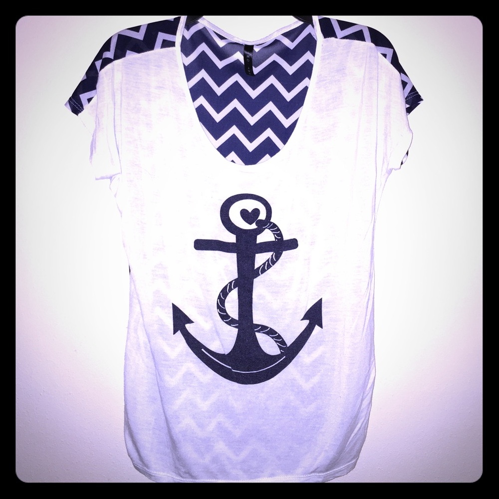 Chevron anchor Top-light cotton front, sheer back