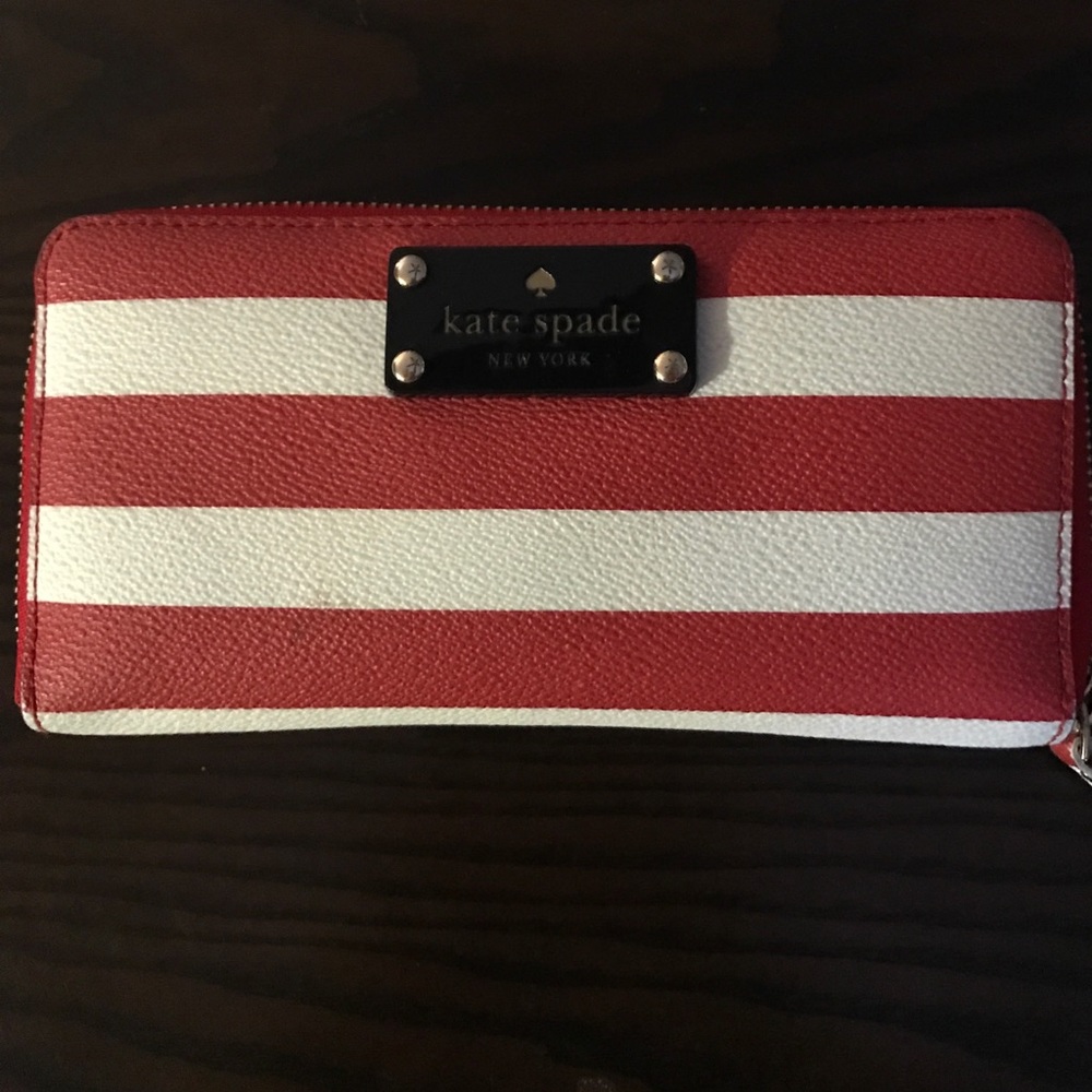 Kate Spade Red and White Striped Wallet