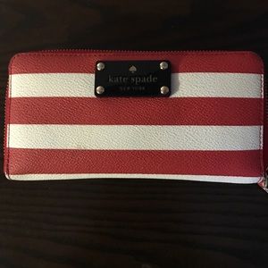 Kate Spade Red and White Striped Wallet
