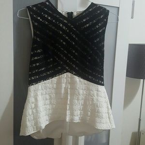 BCBG Max Azria black and white lace top
