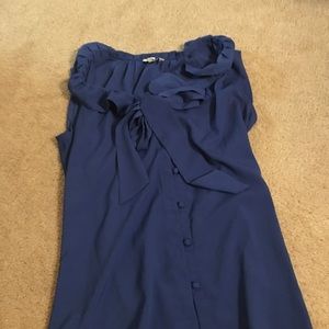 Royal blue sleeve less dress with ruffles