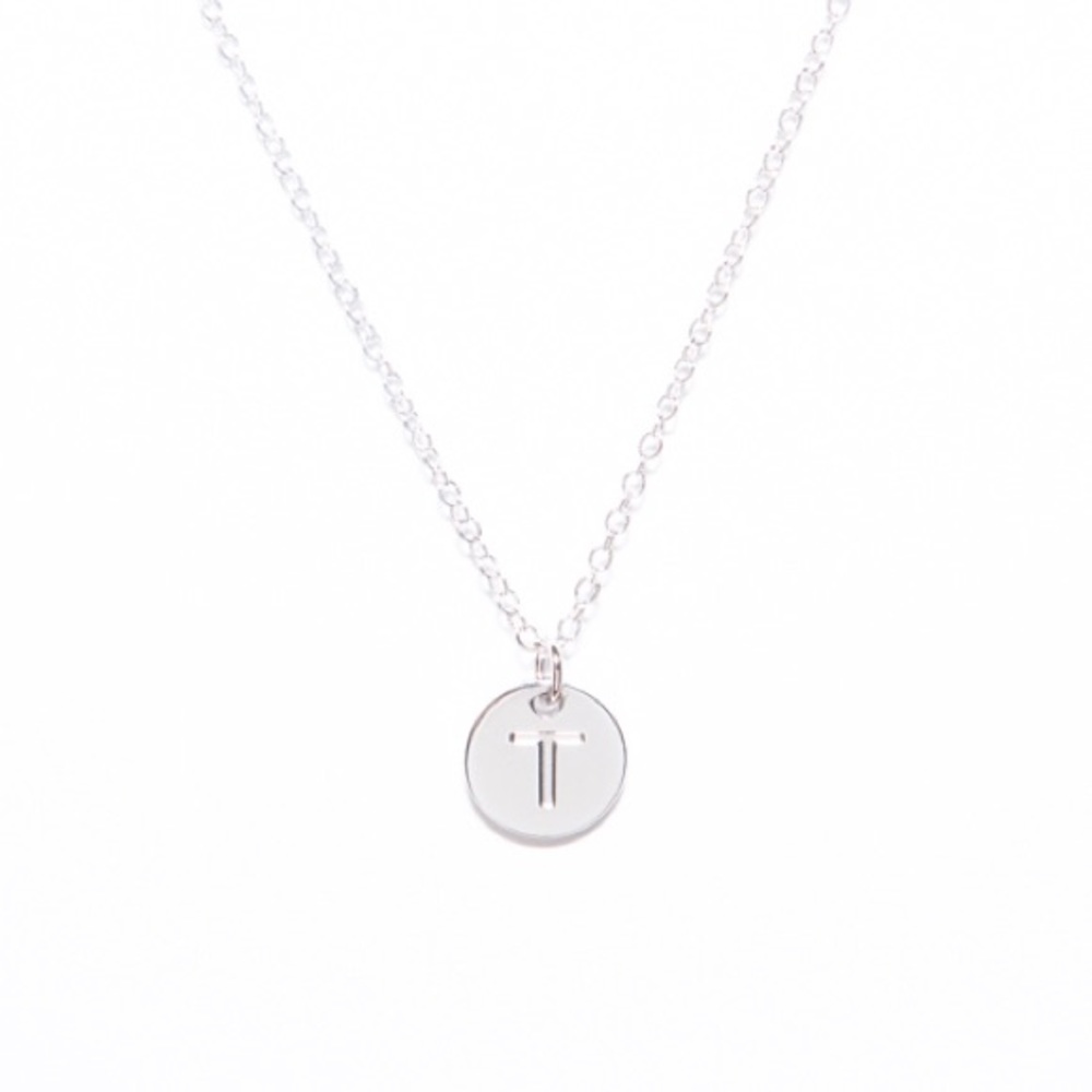 T initial Necklace sterling silver necklace