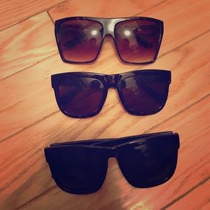 Oversized sunglasses, tortoise, black, lot of 3!