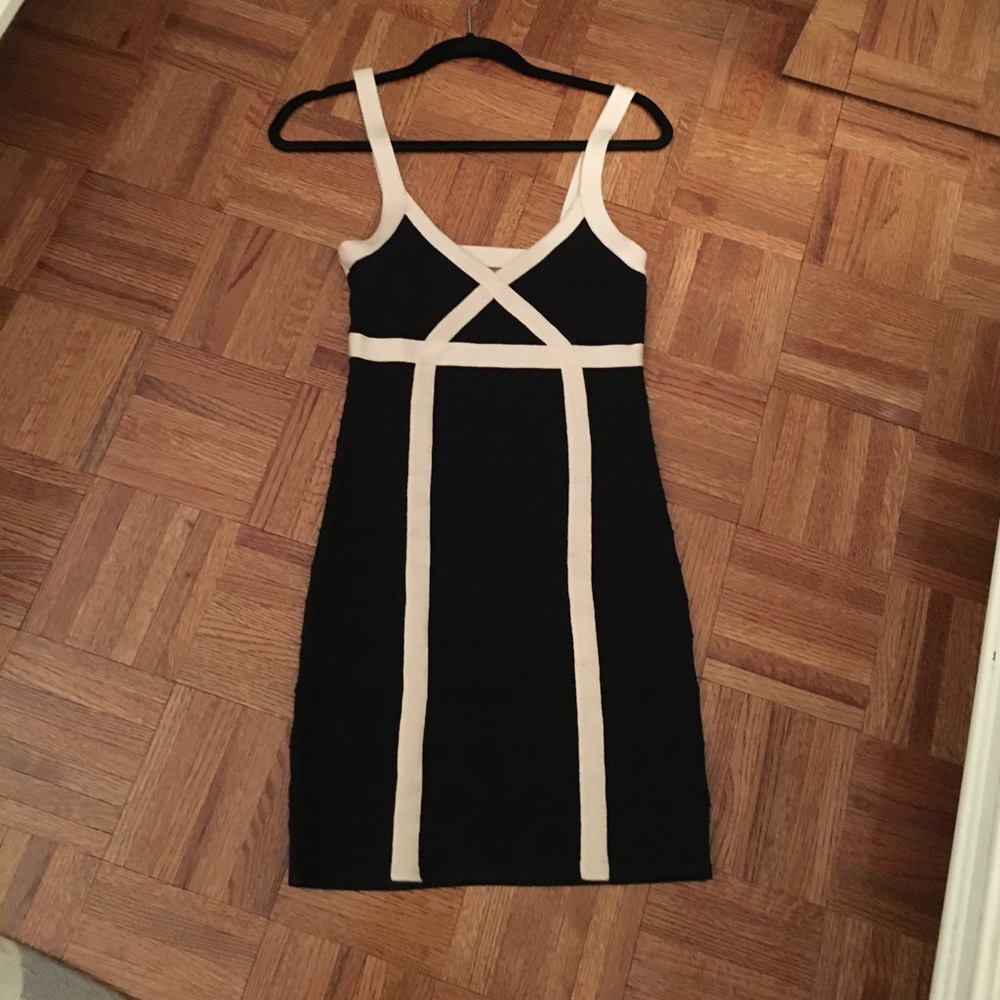 Black and taupe body con dress