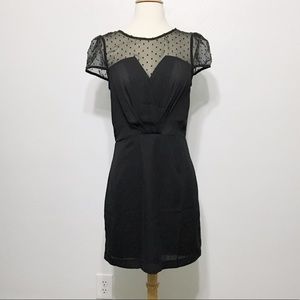 Kling black polka dot dress with sheer top