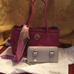 Pink Coach Handbag w/ wallet