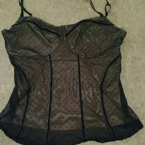 Express sexy black polka dot cami small