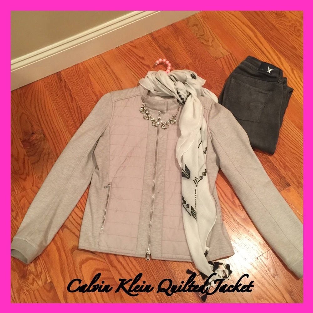 $99 Heather Grey Quilted Zippered Quilted Jacket