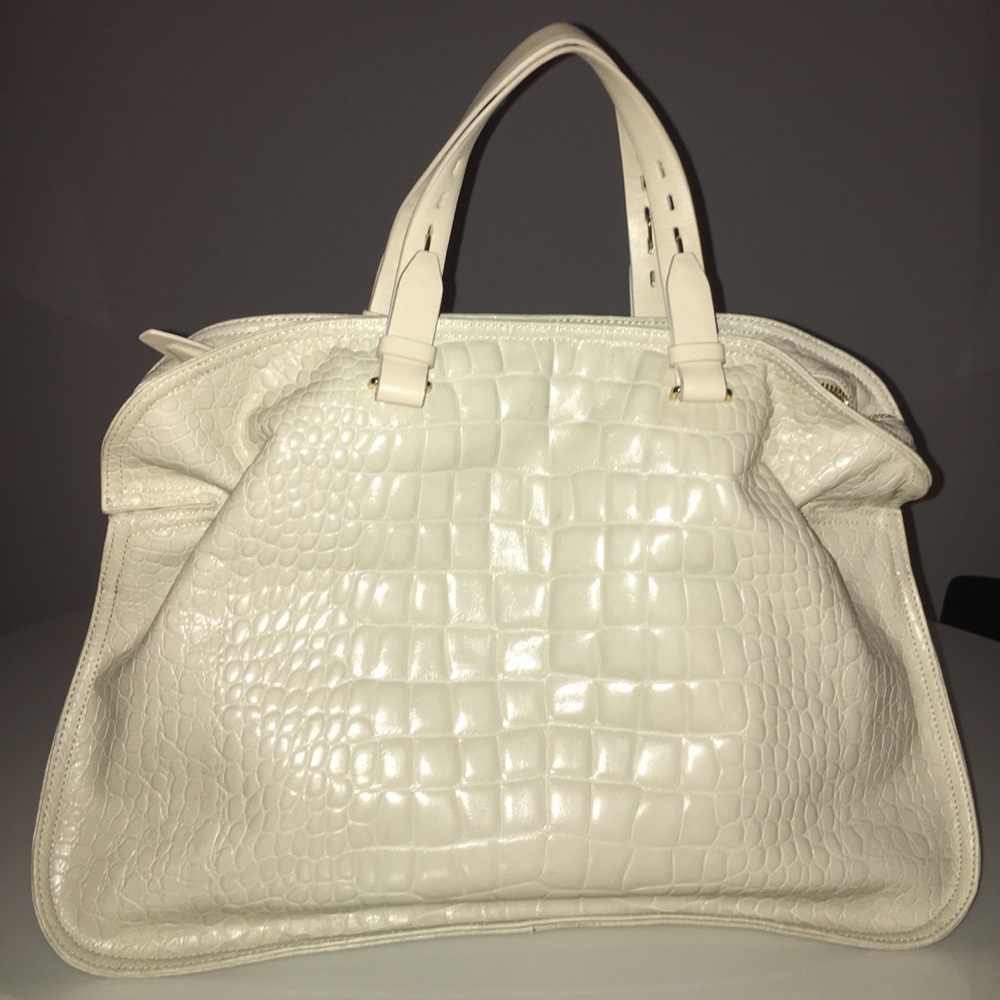 Theory White Alligator Tote-Large NEW never worn