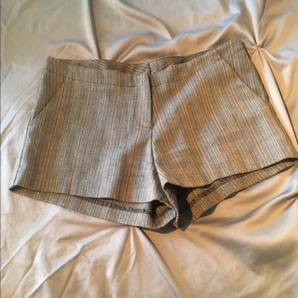 Gray pinstriped shorts