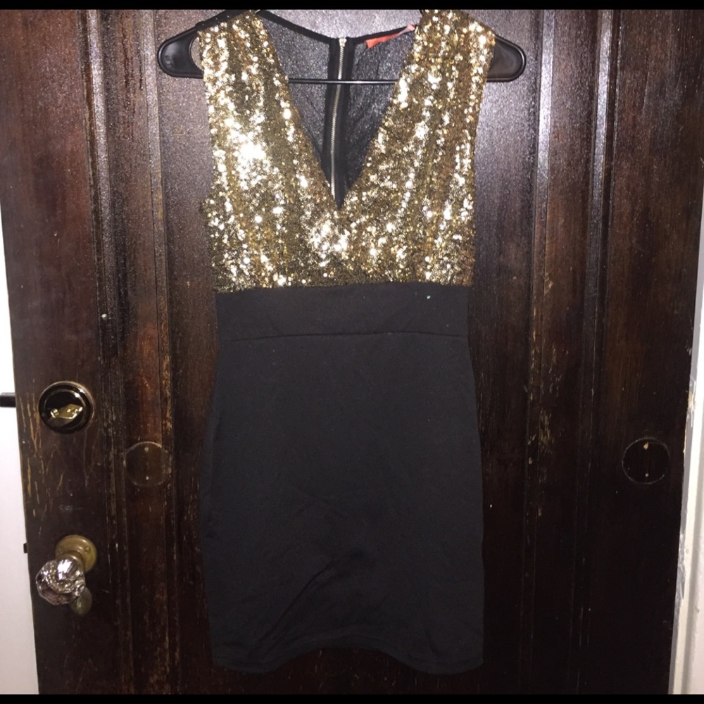 Black Dress with Gold Sequins