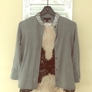 Gray jeweled collar cardigan