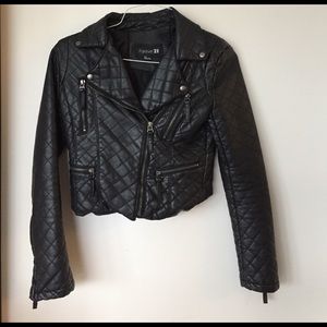 Vegan Leather Quilted Moto Jacket